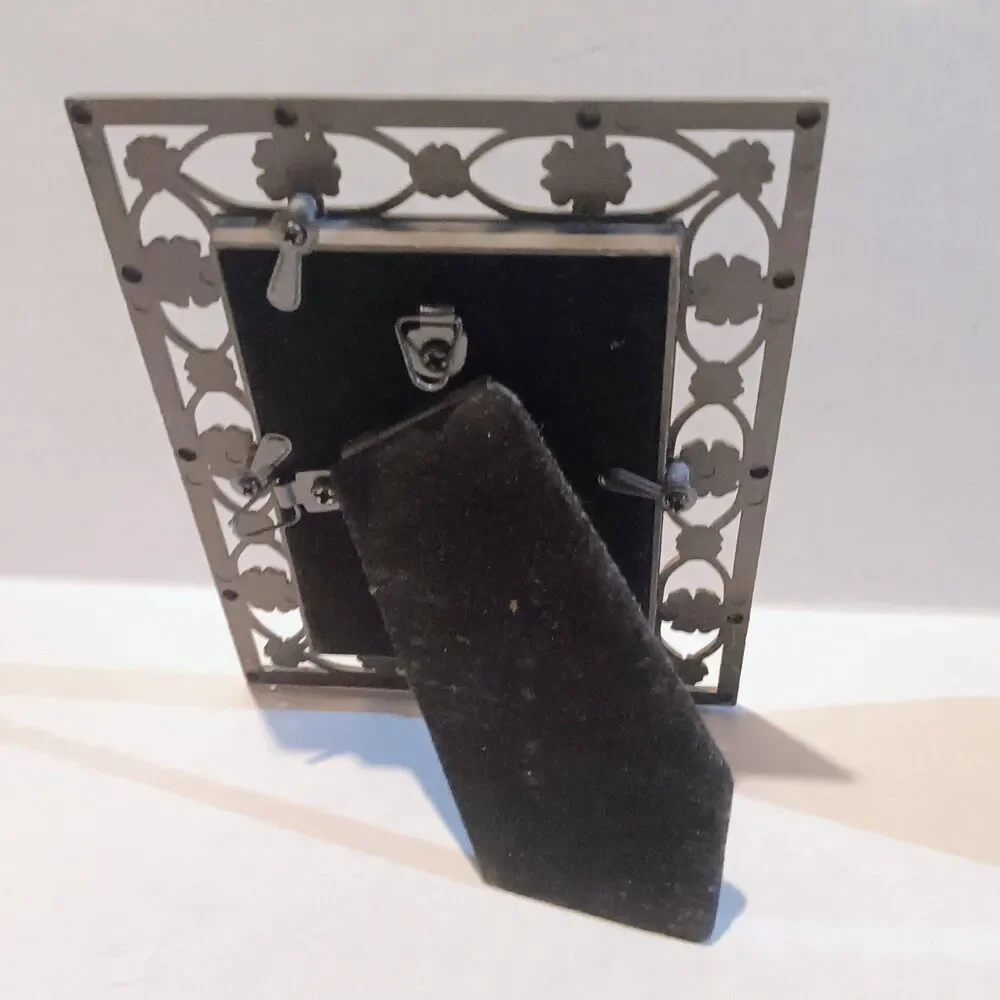Heirloom Pewter Floral Photo Frame-Lot Of 2-Rhinestone Accents-Filigree-5
